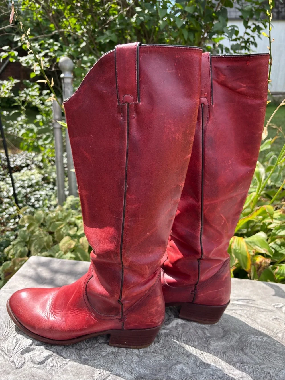 Frye Carson Pull On Red Leather Over-the-Knee Riding Boots